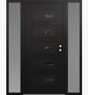 Diamond D7 68" x 80" black/black Mirrored Glass Panel black LHI with 2 Sidelites frosted Glass