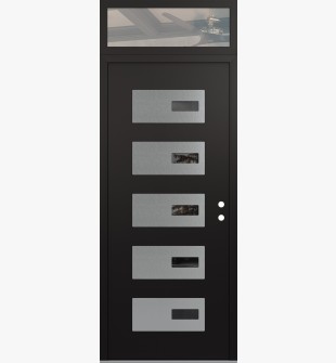 Diamond D7 36" x 96" black/black Mirrored Glass Panel stainless steel LHI with Transom clear Glass