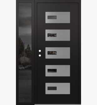 Diamond D7 48" x 80" black/black Mirrored Glass Panel stainless steel RHI with Sidelite Mirrored Glass