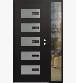 Diamond D7 50" x 80" black/black Mirrored Glass Panel stainless steel LHI with Sidelite clear Glass