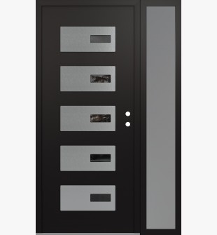 Diamond D7 50" x 80" black/black Mirrored Glass Panel stainless steel LHI with Sidelite frosted Glass