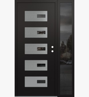 Diamond D7 50" x 80" black/black Mirrored Glass Panel stainless steel LHI with Sidelite Mirrored Glass