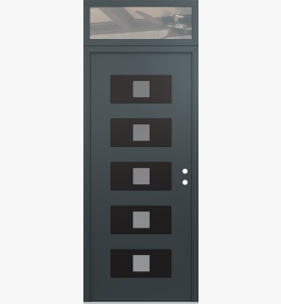 Diamond D8 36" x 96" anthracite/anthracite Frosted Glass Panel black LHI with Transom clear Glass