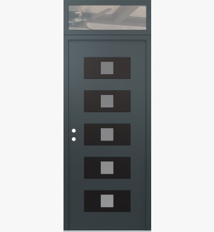 Diamond D8 36" x 96" anthracite/anthracite Frosted Glass Panel black RHI with Transom clear Glass