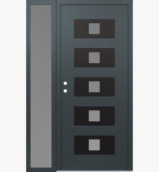 Diamond D8 52" x 80" anthracite/anthracite frosted Glass Panel black RHI with Sidelite frosted Glass