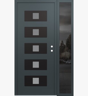 Diamond D8 52" x 80" anthracite/anthracite Frosted Glass Panel black LHI with Sidelite Mirrored Glass