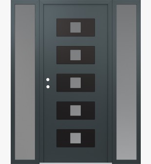 Diamond D8 60" x 80" anthracite/anthracite Frosted Glass Panel black RHI with 2 Sidelites Frosted Glass