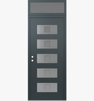 Diamond D8 36" x 96" anthracite/anthracite frosted Glass Panel stainless steel RHI with Transom frosted Glass