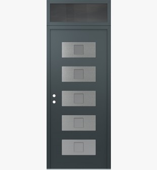 Diamond D8 36" x 96" anthracite/anthracite frosted Glass Panel stainless steel RHI with Transom mirrored Glass