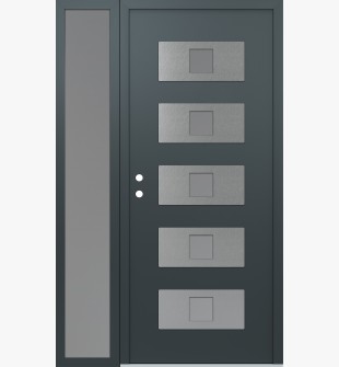 Diamond D8 48" x 80" anthracite/anthracite frosted Glass Panel stainless steel RHI with Sidelite frosted Glass