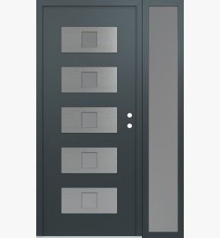 Diamond D8 50" x 80" anthracite/anthracite Frosted Glass Panel stainless steel LHI with Sidelite Frosted Glass