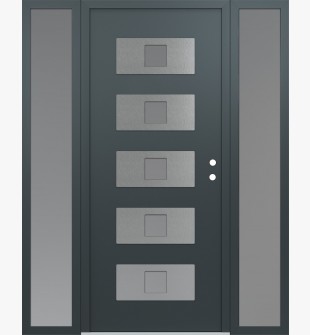 Diamond D8 60" x 80" anthracite/anthracite Frosted Glass Panel stainless steel LHI with 2 Sidelites Frosted Glass