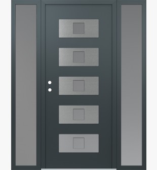 Diamond D8 60" x 80" anthracite/anthracite frosted Glass Panel stainless steel RHI with 2 Sidelites frosted Glass