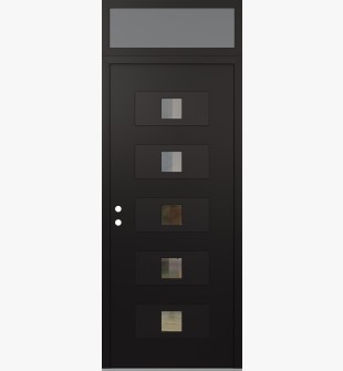 Diamond D8 36" x 96" black/black Clear Glass Panel black RHI with Transom frosted Glass