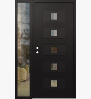 Diamond D8 48" x 80" black/black Clear Glass Panel black RHI with Sidelite Clear Glass