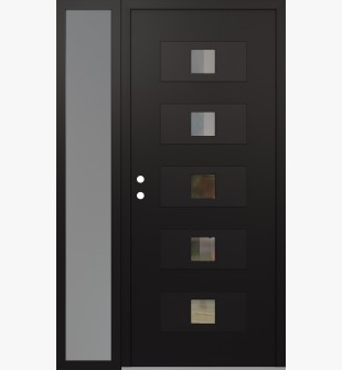 Diamond D8 48" x 80" black/black clear Glass Panel black RHI with Sidelite frosted Glass