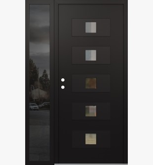 Diamond D8 48" x 80" black/black clear Glass Panel black RHI with Sidelite mirrored Glass
