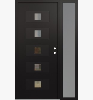 Diamond D8 48" x 80" black/black Clear Glass Panel black LHI with Sidelite frosted Glass