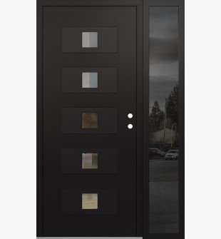 Diamond D8 52" x 80" black/black Clear Glass Panel black LHI with Sidelite Mirrored Glass
