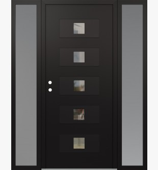 Diamond D8 64" x 80" black/black Clear Glass Panel black RHI with 2 Sidelites frosted Glass