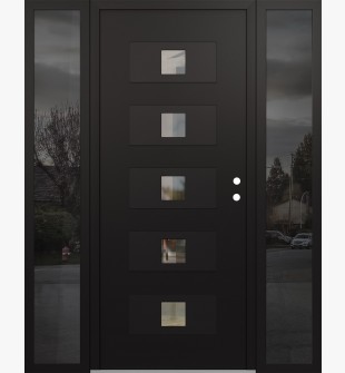 Diamond D8 68" x 80" black/black Clear Glass Panel black LHI with 2 Sidelites Mirrored Glass