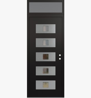 Diamond D8 36" x 96" black/black Clear Glass Panel Stainless steel LHI with Transom frosted Glass