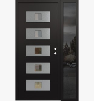 Diamond D8 52" x 80" black/black Clear Glass Panel Stainless steel LHI with Sidelite Mirrored Glass