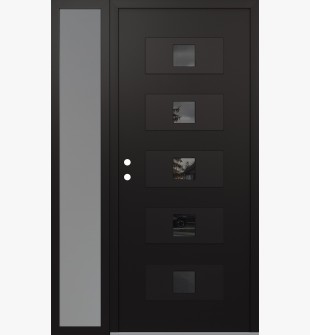 Diamond D8 48" x 80" black/black Mirrored Glass Panel black RHI with Sidelite frosted Glass