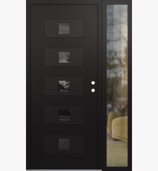 Diamond D8 48" x 80" black/black Mirrored Glass Panel black LHI with Sidelite clear Glass