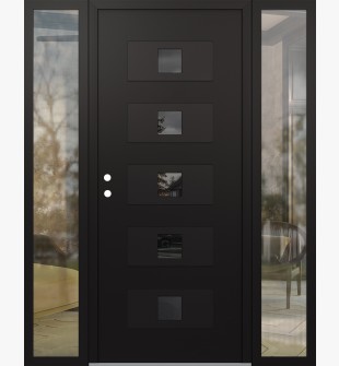 Diamond D8 60" x 80" black/black mirrored Glass Panel black RHI with 2 Sidelites clear Glass