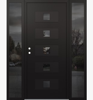 Diamond D8 64" x 80" black/black mirrored Glass Panel black RHI with 2 Sidelites mirrored Glass