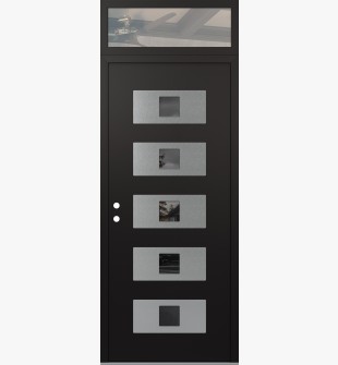 Diamond D8 36" x 96" black/black Mirrored Glass Panel stainless steel RHI with Transom clear Glass