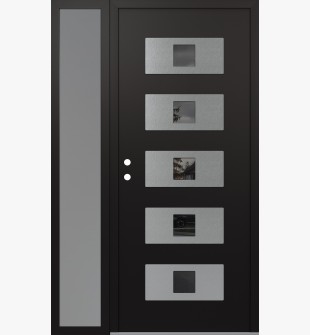 Diamond D8 48" x 80" black/black Mirrored Glass Panel stainless steel RHI with Sidelite frosted Glass