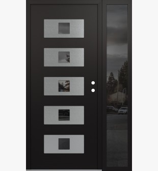 Diamond D8 50" x 80" black/black Mirrored Glass Panel stainless steel LHI with Sidelite Mirrored Glass