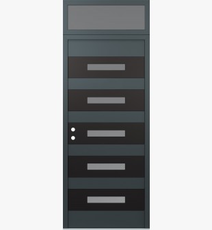 Diamond D9 36" x 96" anthracite/anthracite Frosted Glass Panel black RHI with Transom Frosted Glass