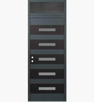 Diamond D9 36" x 96" anthracite/anthracite Frosted Glass Panel black RHI with Transom Mirrored Glass