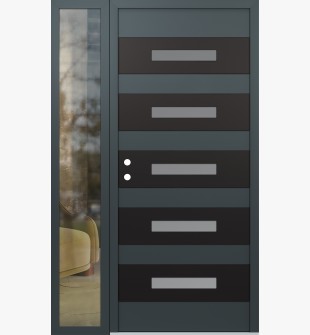 Diamond D9 50" x 80" anthracite/anthracite Frosted Glass Panel black RHI with Sidelite clear Glass