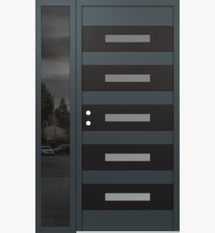 Diamond D9 50" x 80" anthracite/anthracite Frosted Glass Panel black RHI with Sidelite Mirrored Glass