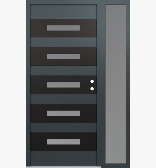 Diamond D9 48" x 80" anthracite/anthracite Frosted Glass Panel black LHI with Sidelite Frosted Glass