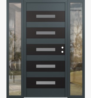 Diamond D9 60" x 80" anthracite/anthracite Frosted Glass Panel black LHI with 2 Sidelites clear Glass