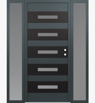 Diamond D9 64" x 80" anthracite/anthracite frosted Glass Panel black LHI with 2 Sidelites frosted Glass