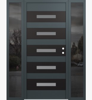 Diamond D9 64" x 80" anthracite/anthracite Frosted Glass Panel black LHI with 2 Sidelites Mirrored Glass