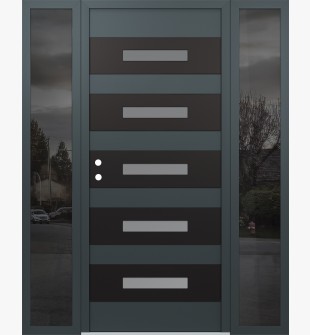 Diamond D9 64" x 80" anthracite/anthracite Frosted Glass Panel black RHI with 2 Sidelites Mirrored Glass