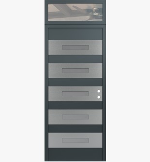 Diamond D9 36" x 96" anthracite/anthracite Frosted Glass Panel stainless steel LHI with Transom clear Glass