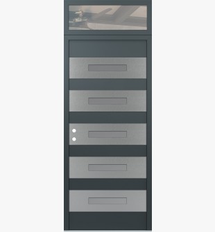 Diamond D9 36" x 96" anthracite/anthracite Frosted Glass Panel stainless steel RHI with Transom clear Glass