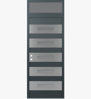 Diamond D9 36" x 96" anthracite/anthracite Frosted Glass Panel stainless steel RHI with Transom Frosted Glass