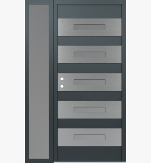 Diamond D9 52" x 80" anthracite/anthracite frosted Glass Panel stainless steel RHI with Sidelite frosted Glass