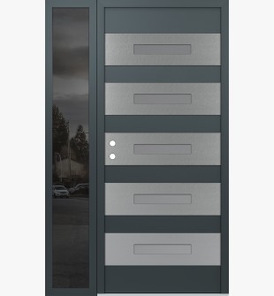 Diamond D9 48" x 80" anthracite/anthracite Frosted Glass Panel stainless steel RHI with Sidelite Mirrored Glass