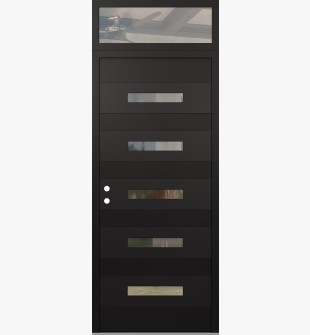 Diamond D9 36" x 96" black/black Clear Glass Panel black RHI with Transom Clear Glass