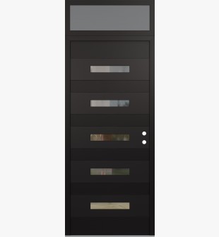 Diamond D9 36" x 96" black/black Clear Glass Panel black LHI with Transom frosted Glass